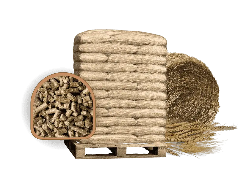 Strohpellets 8 mm, 975 kg Palette mit 65 Säcken à 15 kg